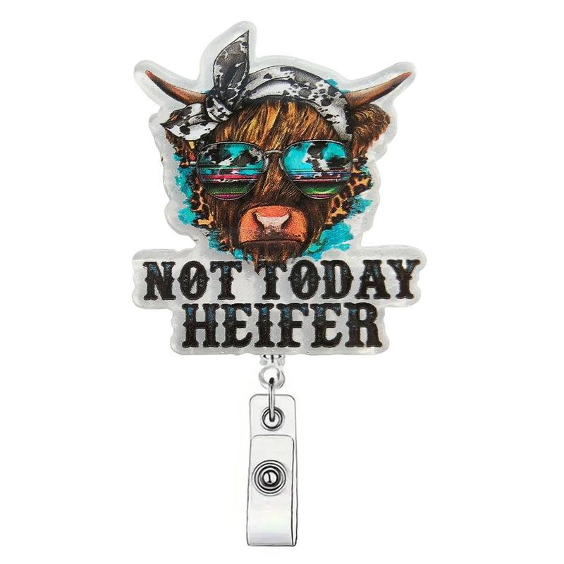 Cute Cow Design Badge Holder, Animal Shaped Badges, 1 Count Retractable Badge Clip, ID Card Holder for Student Office Staff Doctor Nurse