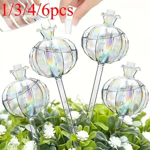 Plant Watering Globes Set, Automatic Plants Watering Stakes 1-6pcs Iridescent Design, Auto-Fill Functionality for Indoor & Outdoor Use, Ideal for Succulent Care