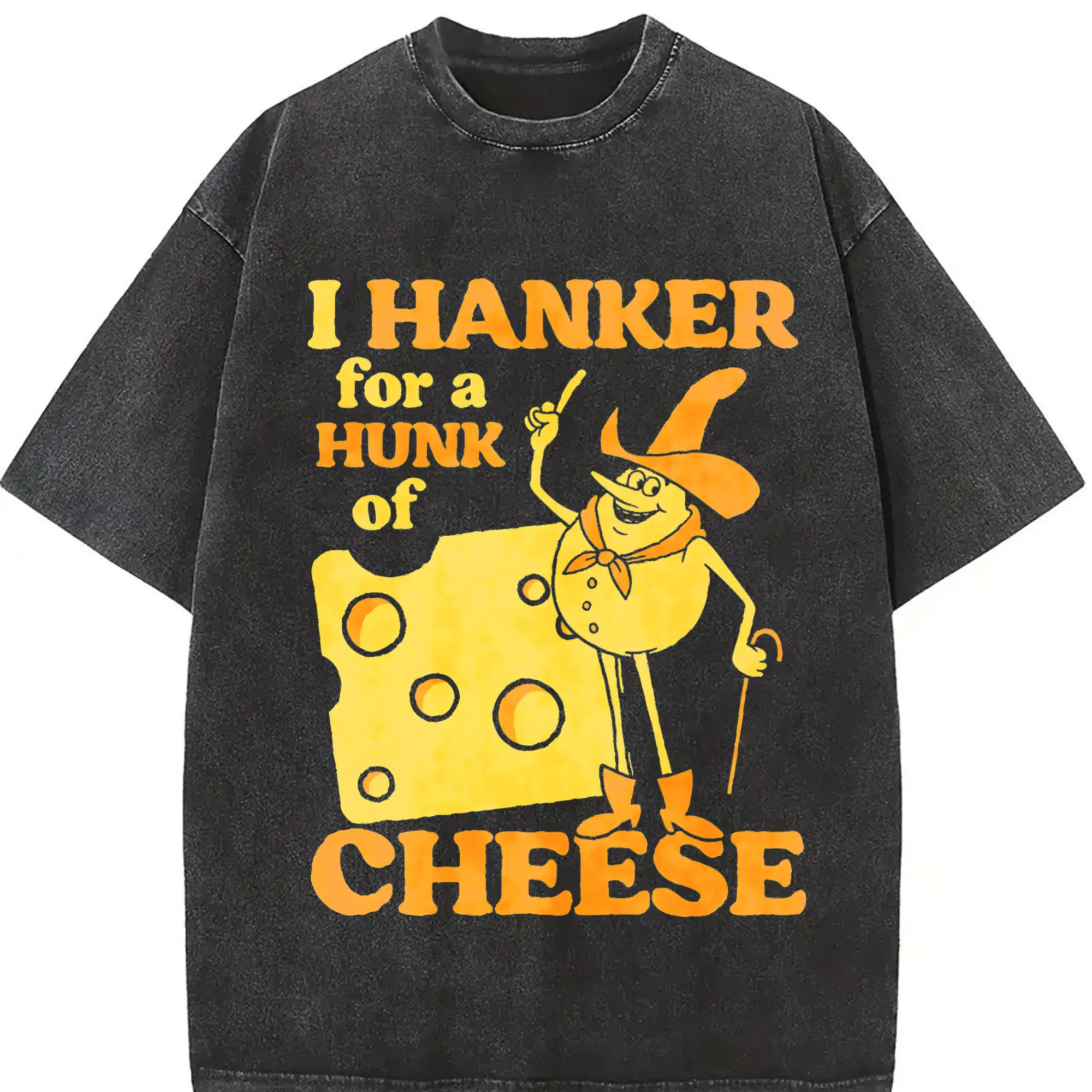 Men'S Vintage Funny Cheese Meme T-Shirt | Retro Graphic Tee with Swiss Cheese & Smiling Wheel Design, Short Sleeve, Round Neck, Casual & Gym Wear, All-season, Regular Fit
