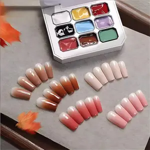 9 Color Solid Nail Glue Set, High Saturation Glossy Nail Art Kit, Fashion LED Nail Art, Nail Art Nails Set, Perfect Gift, No Alcohol or Aerosol, Nail Art Design