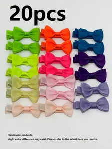 20pcs Mini Macaron Color Pretty Bow Hair Clips, Cute Woven Design, Safe Non-Damaging, Perfect for Daily Wear & Holiday Gifts, Hair Clip Set