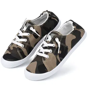 JENN ARDOR Women's Camo Flat Canvas Loungewear Shoes Comfortable Casual Fashionable Street Style Low-top Sneakers for Daily Wear - Footwear, Girl