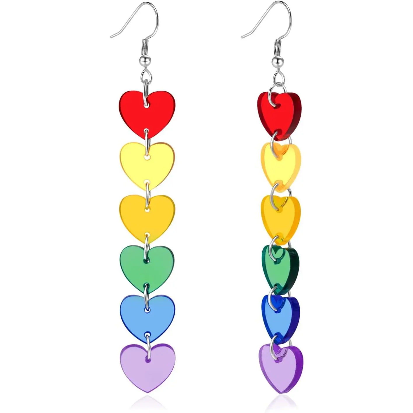 LGBT Love Pride Earrings for Women Gay Lesbian Rainbow Heart Dangle Earrings LGBT Pride GiftsGift.