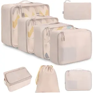 8 Set Packing Cubes Luggage Packing Organizers for Travel Accessories-Cream