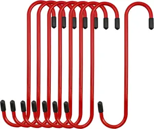 Caliper Hanger Hooks, Durable Steel, Red  Coated with Rubber Tips, for Automotive Work on  Axle and Suspesion Systems - 8 Pack