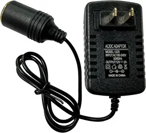 AC to DC Converter, 100-240V to 12V 2A 24W AC/DC Converter, Car Cigarette Lighter Socket, Auto AC/DC Power Supply Adapter Transformer for Inflator, Refrigerator & Other Car Devices