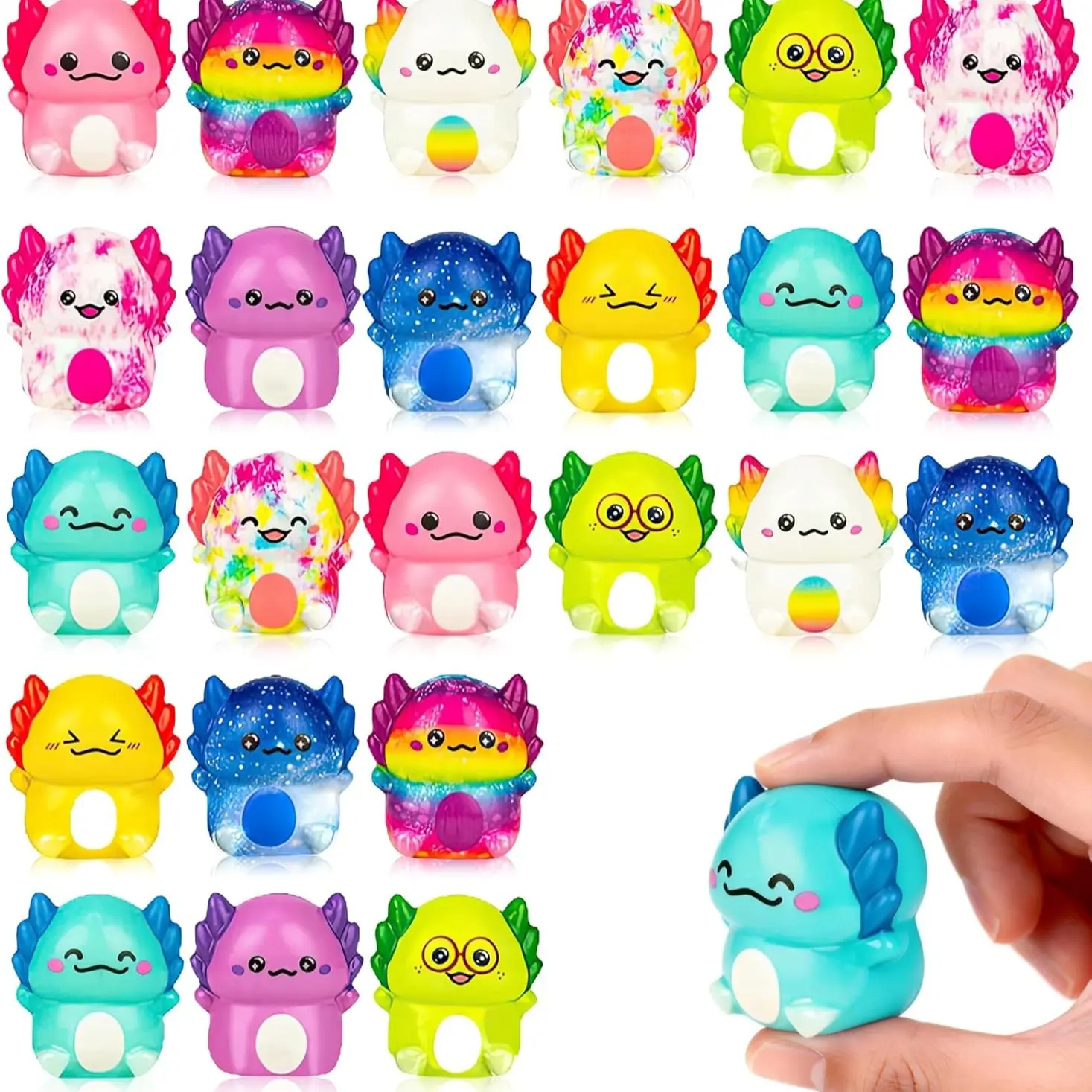 24PCS Animal Squishy Toys for Kids, Slow Rising Foam Squishies, for Kids, Easter Egg Fillers, Squishy Party Favors for Classroom Prizes, Safari-Themed Pinata Stuffers (Little Dragon)