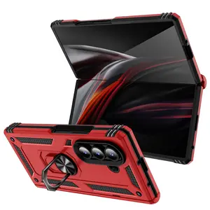 WWH Armor Phone Case for Samsung Galaxy Z Fold 7 6 5 Fold7 Fold6 Fold5 Sockproof Ring Holder Hinge Protection Hard Plastic Cover