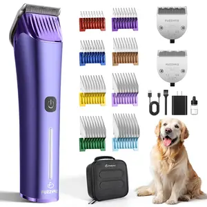 [Nova] Fuzzyfix Professional Dog Grooming Clipper with Replacement Blade, 5-in-1 Adjustable Blade Cordless Pet Grooming Kit 2 Speed Rechargeable Trimmer Hair Shaver with Detachable Metal Guide Combs for Animal Horse