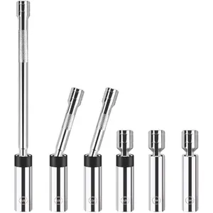 6-Piece Spark Plug Socket Set, 3/8-Inch Drive Magnetic Swivel, Thin-wall Sockets in Sizes 9/16 Inch, 5/8 Inch, 14 MM, and 16 MM for Removing and Installing Spark Plugs, Cr-V