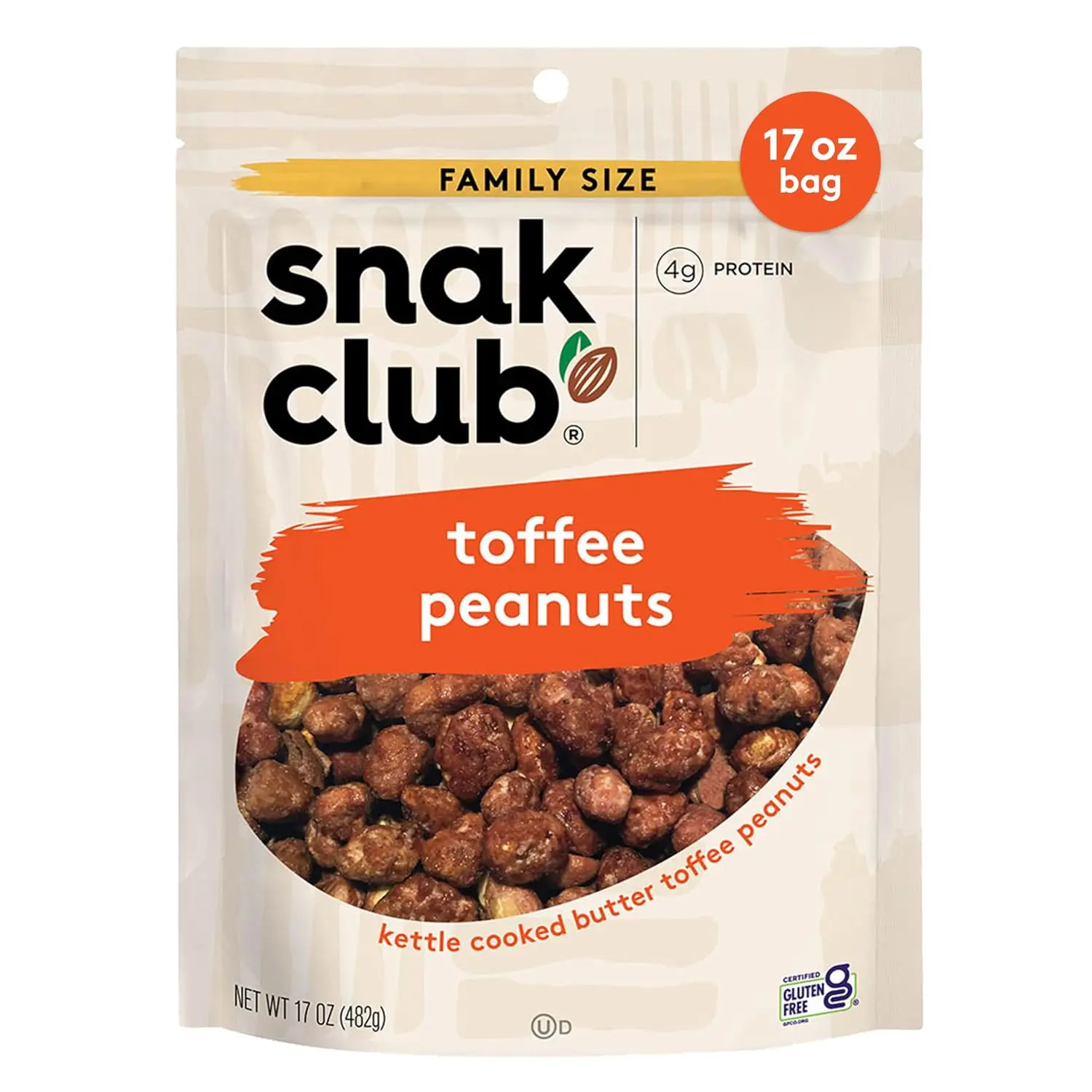 Toffee Peanuts, Candied Peanuts with Praline Coat and Sweet Cream, Gluten-Free and Kosher Snack, 17 oz Resealable Bag | Value-size resealable bag with irresistible sweet crunch, ideal for entertaining, sharing, and everyday enjoyment.