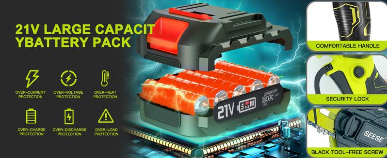 SEESE Brushless Mini ChainSaw - Portable Electric Cordless Saw for Wood Cutting, Batteries (2000mAh) ,Pruning, Gardening, Camping - Suitable for Seniors, Women Perfect Christmas & New Year Gift Idea SEESE Brushless Mini ChainSaw - Portable Electric Cordless Saw for Wood Cutting, Batteries (2000mAh) ,Pruning, Gardening, Camping - Suitable for Seniors, Women Perfect Christmas & New Year Gift Idea