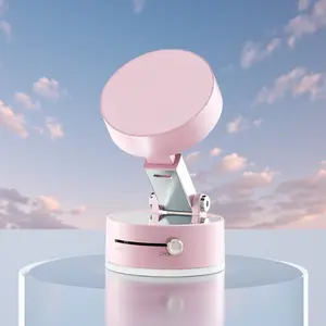 Foldable Portable Vacuum Magnetic Cell Phone Holder, 360° Adjustable Vacuum Suction Car Phone Mount, Double Sided Magnetic Bracket for Car/Mirror/Gym (Pink) strongmagnet vacuum magnetic phone stand，degree rotation strong suction cup