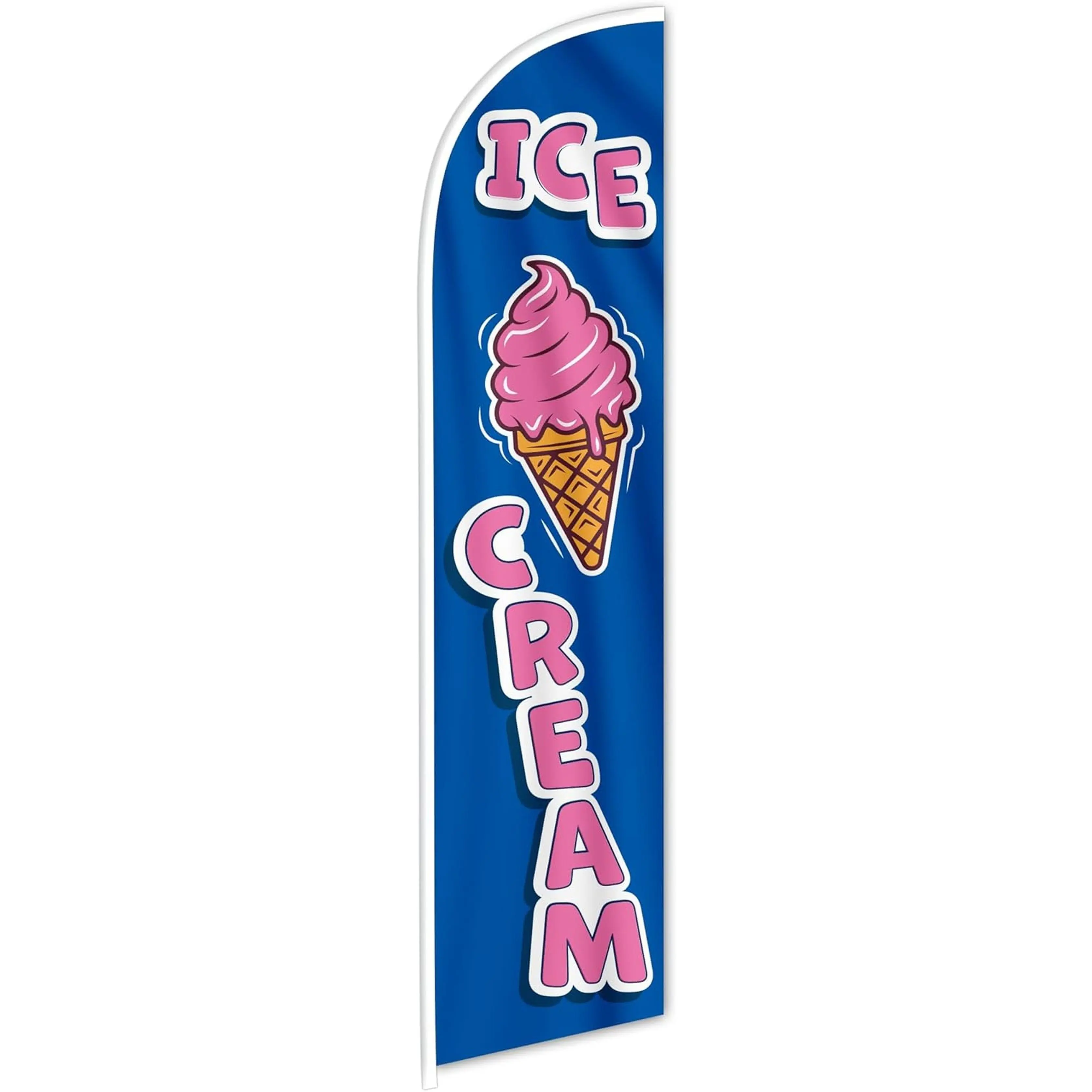 Ice Cream Sign - Swooper Flag - Ice Cream Decorations for Business Advertising - Ice Cream Flag Feather 12Ft X 2.5Ft Polyester 150D (Pole and Hardware Are Not Included) Banner Light