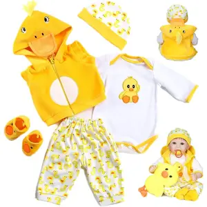 Reborn Baby Dolls Clothes 22 inch Outfit Accessories Yellow Duck 5pcs Set for 2022 Inch Reborn Doll Newborn GirlBoy