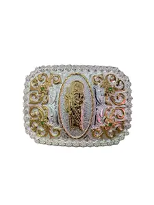 San Judas - White Diamond, Western Belt Buckle Unisex
