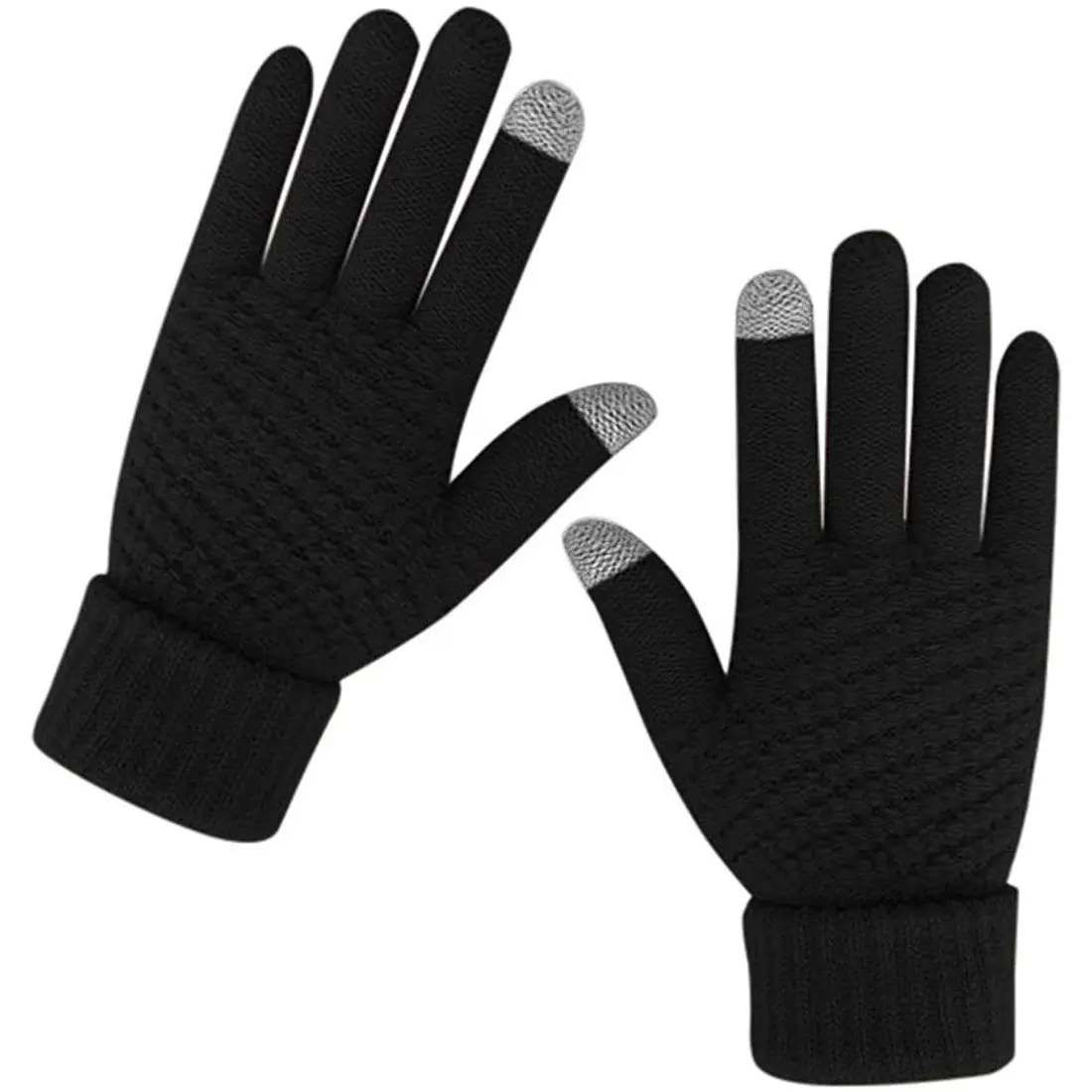 Women's Winter Gloves Touchscreen Warm Wool Fleece Lined Knit Glove,Touch Screen Elastic Cuff Texting Thermal Gloves for Cold Weather