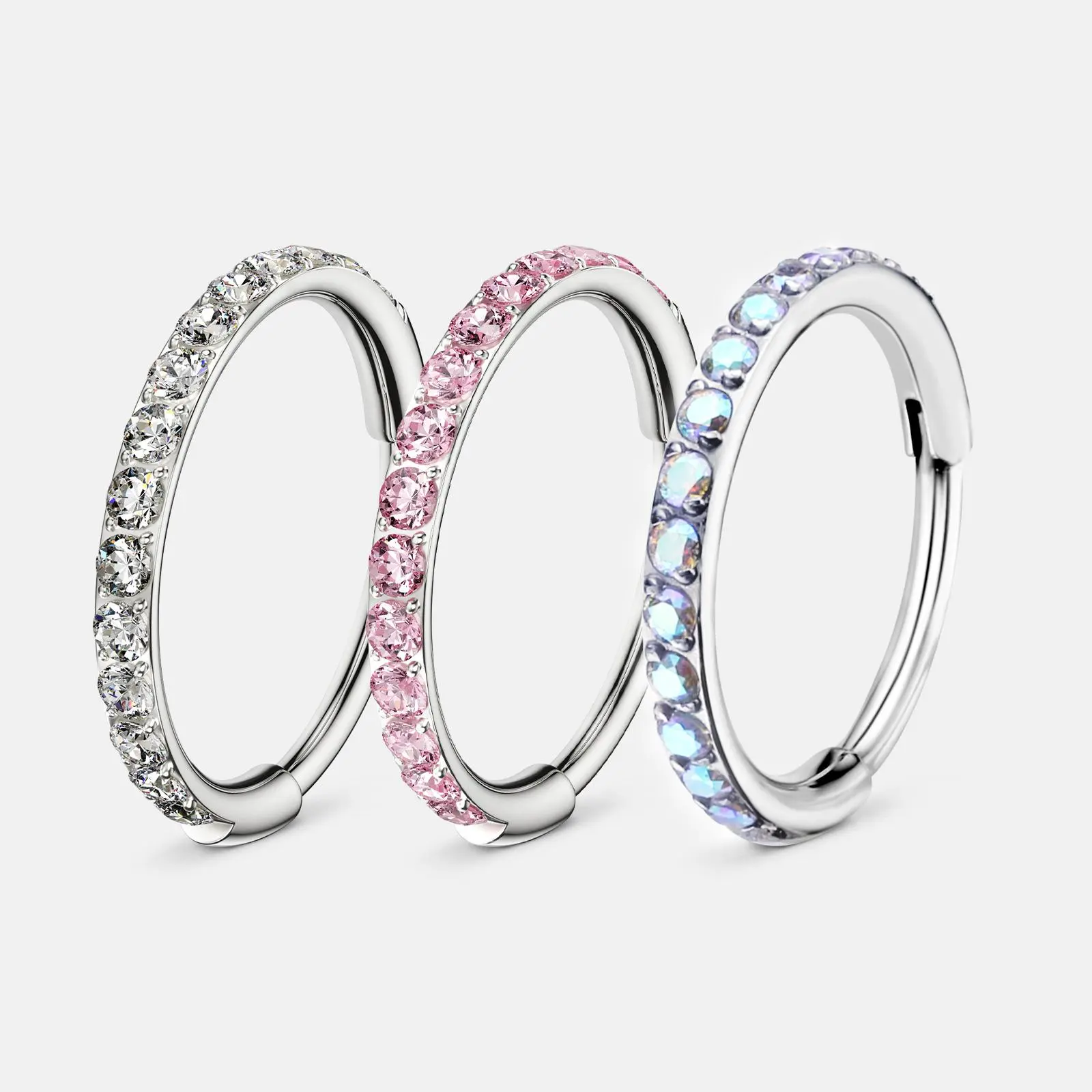 Unisex 20G Titanium Nose Ring Hoops, Hinged Segment Rings, Easy Wear Body Jewelry