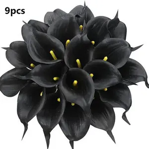 9pcs Arum Lily Artificial Flowers, Smooth Petals, Maintenance-Free, Perfect for Weddings, Halloween, Home Decor