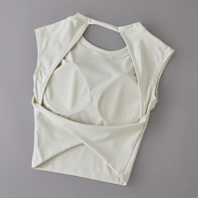 fitness clothes Yoga Short Sleeved Women's Fixed Chest Pad Sexy Backless Short Sports T-Shirt Sexy Yoga Tops Waist Slimming Fitness Vest Workout Activewear Volleyball Uniform
