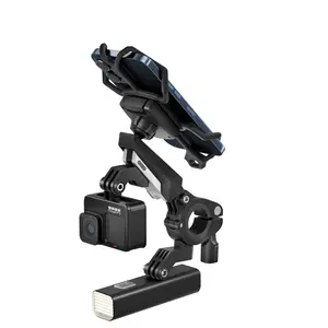 Bicycle Phone Holder with Vibration Dampener, Anti-Shake Motorcycle Phone Mount, Quick removal design Handlebar Cellphone Holder for Motorcycle Bike ATV Fit 4.7-6.8” Smartphone