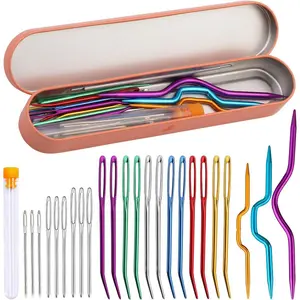 Yarn Needles, Tapestry Needles, Large-Eye Blunt Needles, Darning Needles for Crocheting with Knitting Cable Needles, Storage Box, Bent Tapestry Needles for Knitting Crochet