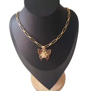 18 k  laminated golf butterfly necklace