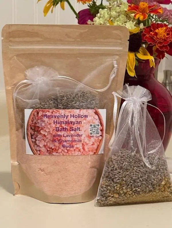 Himalayan Bath Salt Soak with Lavender and Chamomile Buds 12 oz