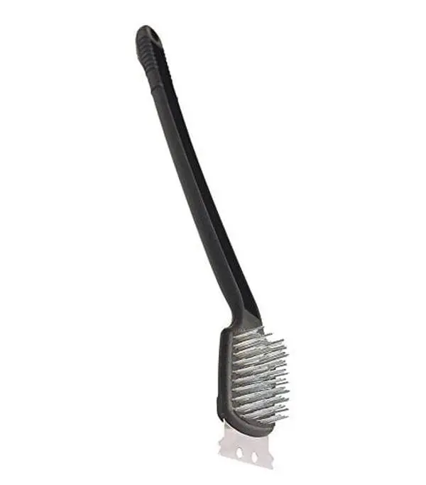 Stainless Steel BBQ Grill Brush with Scraper, 18-in Plastic-Coated Metal Barbecue Utensil, Utensils