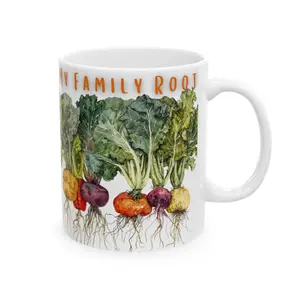 Ceramic Mug, (11oz, 15oz )"My Family Root" Vegetarian Mug