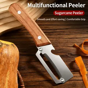 2PCS Multi Function Stainless Steel Peeler with Wooden Handle, Kitchen Fruit Vegetable Potato Peeler