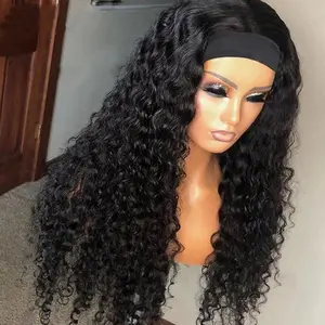 MYLOCKME Deep Wave Headband Wig Human Hair Kinky Curly Wigs Brazilian Hair Machine Made Wig None Lace Glueless Curly Human Hair Wig For Black Women#TikTokShopBlackFriday