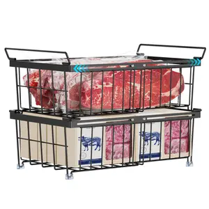 Freezer Organizer Bins - Fit 10 To 20 Cu Ft Chest  2 Pack Large Expandable Stackable Deep Sort And Easily Get Food Without Digging In The Black
