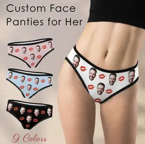 Personalized Women Panties with Face, Printed Sexy Lips on Thong, Custom Face Underwear for Wife, Funny Anniversary Gifts, Birthday Gifts psd girls Fashion Soft