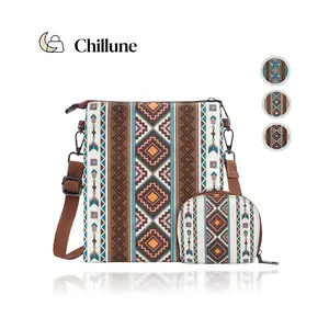 Boho Canvas Crossbody Tote – Durable Shoulder Handbag with Multiple Pockets for Daily Use