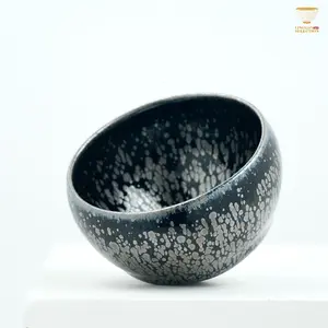 【Black Oil-Drop Tea Cup  Master Yu Qiuhua】Classic Black Oil Spot Jian Zhan Tea Cup – Handmade Ceramic Gongfu Teaware for Tasting & Collectors