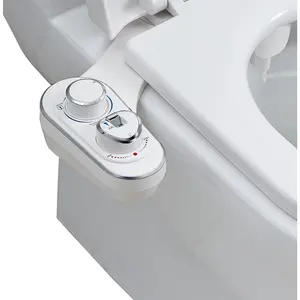 bidet, Hot and Cold Water Non-electric Bidet Attachment for Toilet, Self Cleaning and Dual Nozzle for Women and Rear Wash, Push Button  for Easy Using (White)