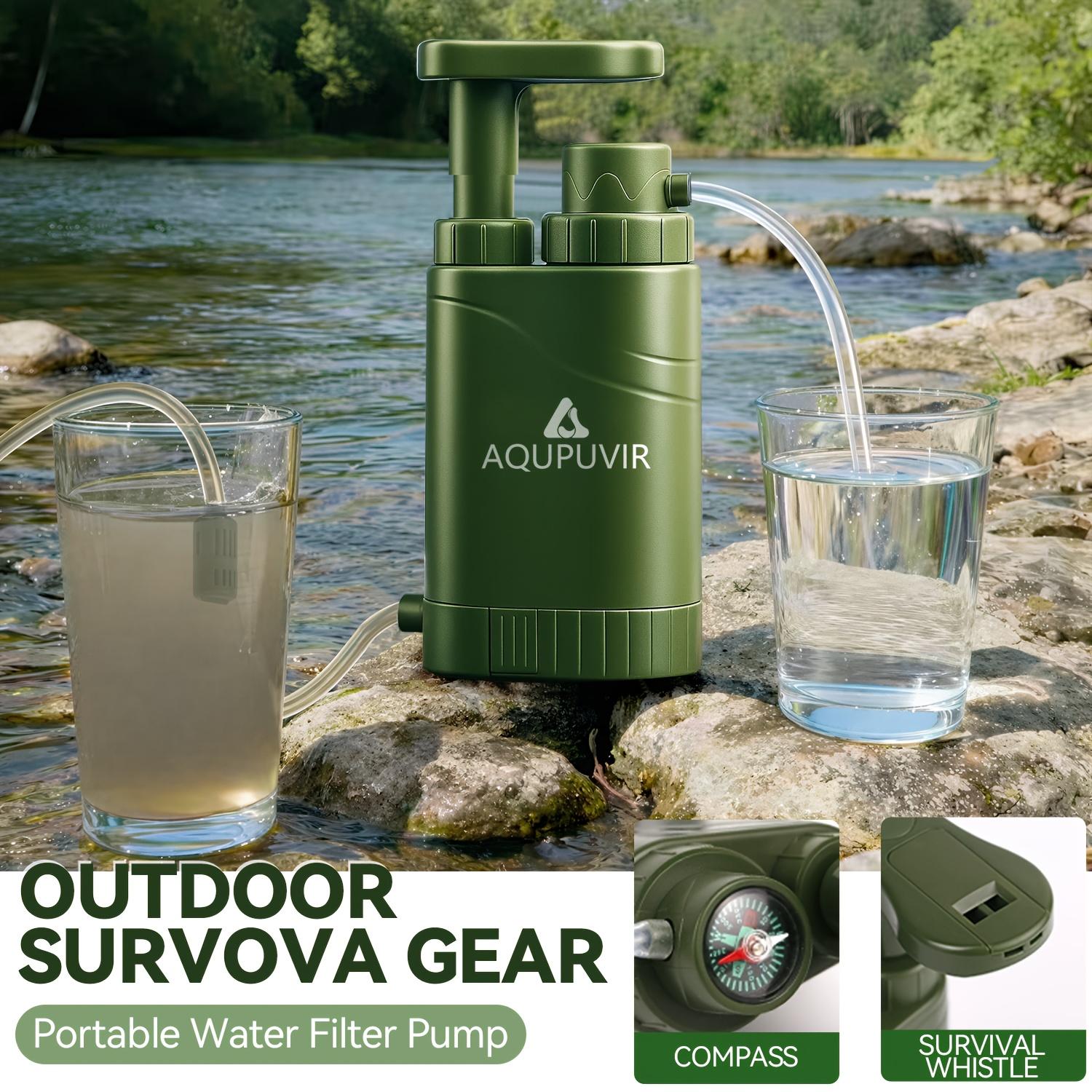 AQUPUVIR 0.01 Micron Portable Water Filtration System Survival – Tested in USA Labs – Bacteria, Parasite and Virus Removal – Ultimate Survival & Backpacking Gear-Farther's gift