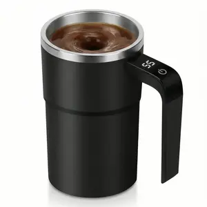 Automatic Stirring Cup with LED Temperature Display, Magnetic Automatic Coffee Mug, Rechargeable 12oz Stirring Cup for Office Desk