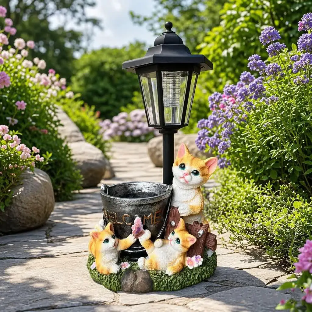 Pet lovers, tabby cat, multi-functional universal, solar, street light, internet-famous style, outdoor, garden