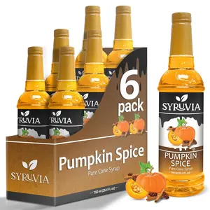 Syruvia Pumpkin Spice Syrup for Coffee 25.4 Fl oz Premium Coffee Flavoring Syrup (6-Pack)