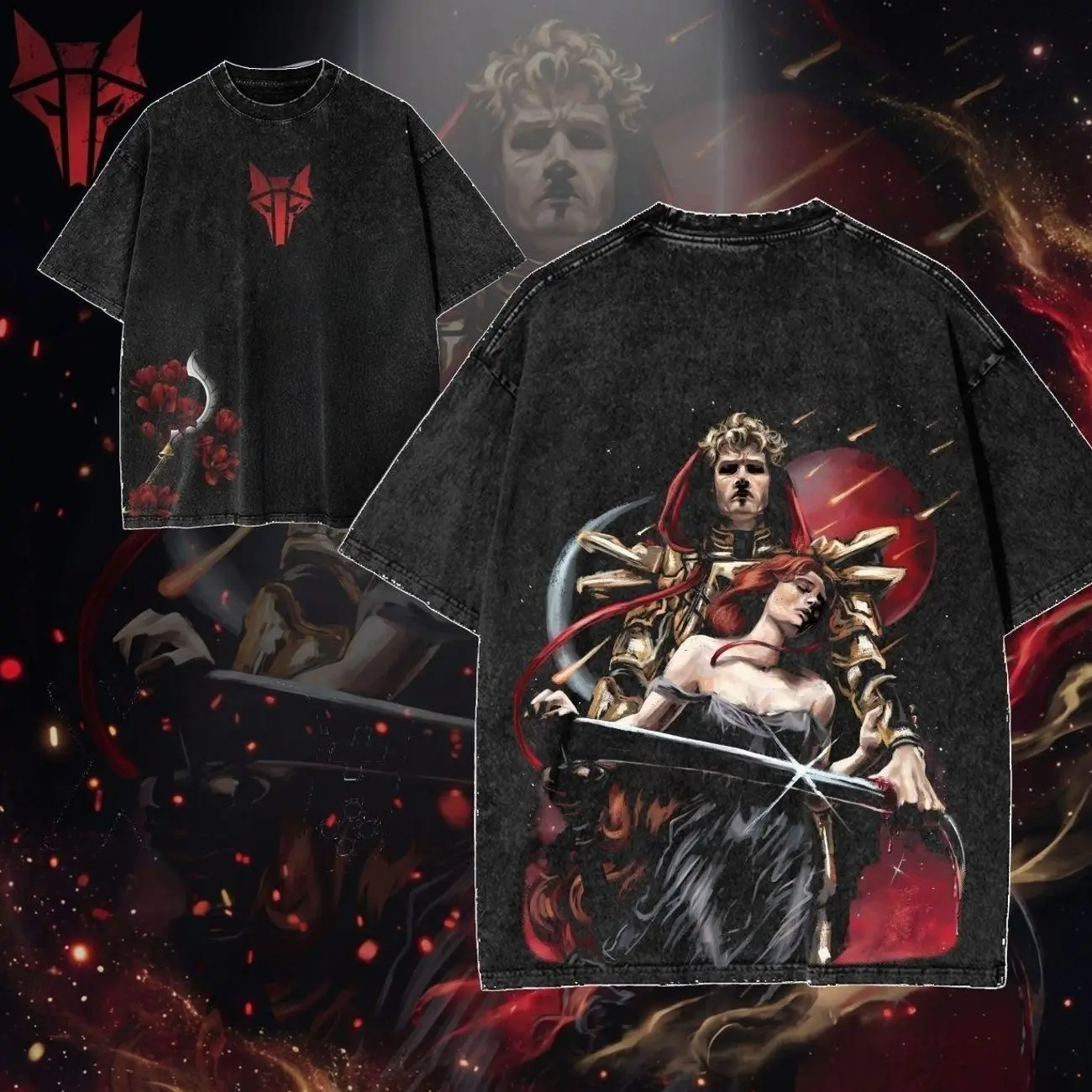 Red Rising- The Reaper of Mars Oversize Lightweight Cotton Washed TShirt, Rise for Mars Design Clothes, Dystopian Sci-Fi Fan Apparel, red rising merch 6FM