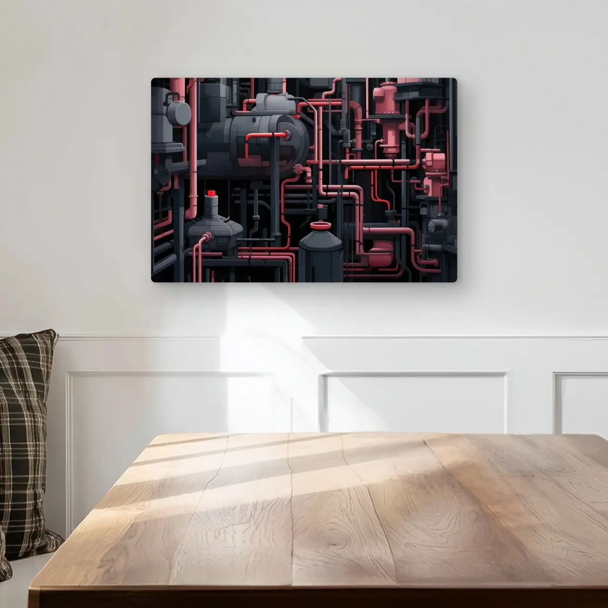 Conscious Sales C1MP1218E1515U 12 x 18 in. Dark Pipes - Red Metal Print Wall Art for Home Decor - Modern Art