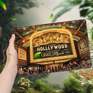 Vintage Hollywood Marquee Sign Aluminum Metal Wall Art for Indoor Outdoor Home Theater Decor Weatherproof Waterproof Plaque with Pre-drilled Holes