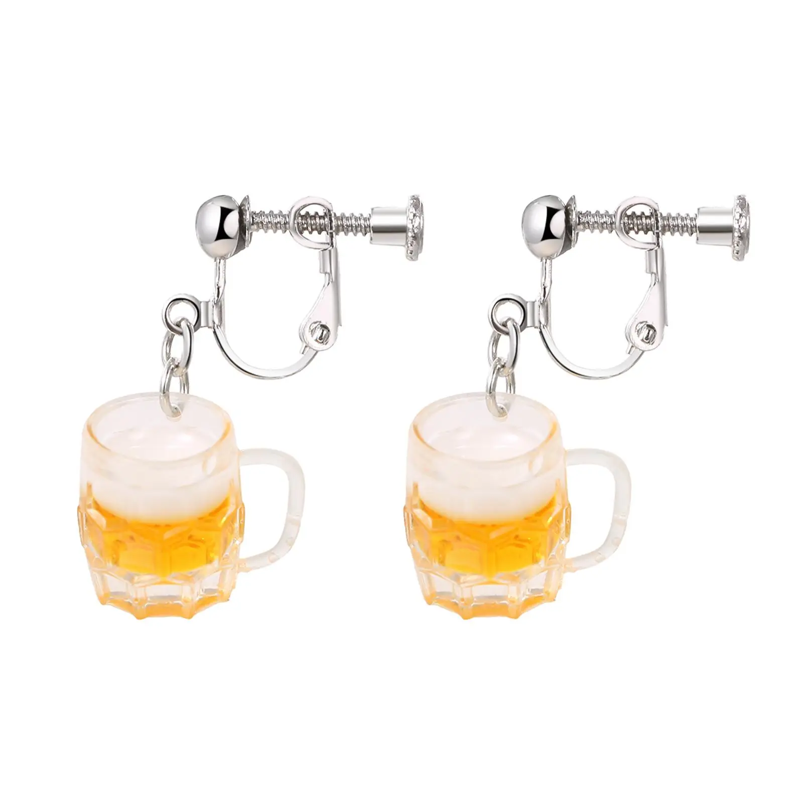 OIDEA Funny Clip on Earrings for Women – Quirky Beer Mug & Dice Novelty Dangle Earrings, Hypoallergenic Preppy Weird Earrings for Party
