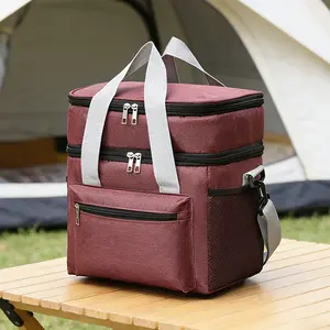 Leakproof Double Layer Leakproof Lunch Cooler Bag, Large Capacity Insulated Thermal Bag for Picnic, Work & Travel