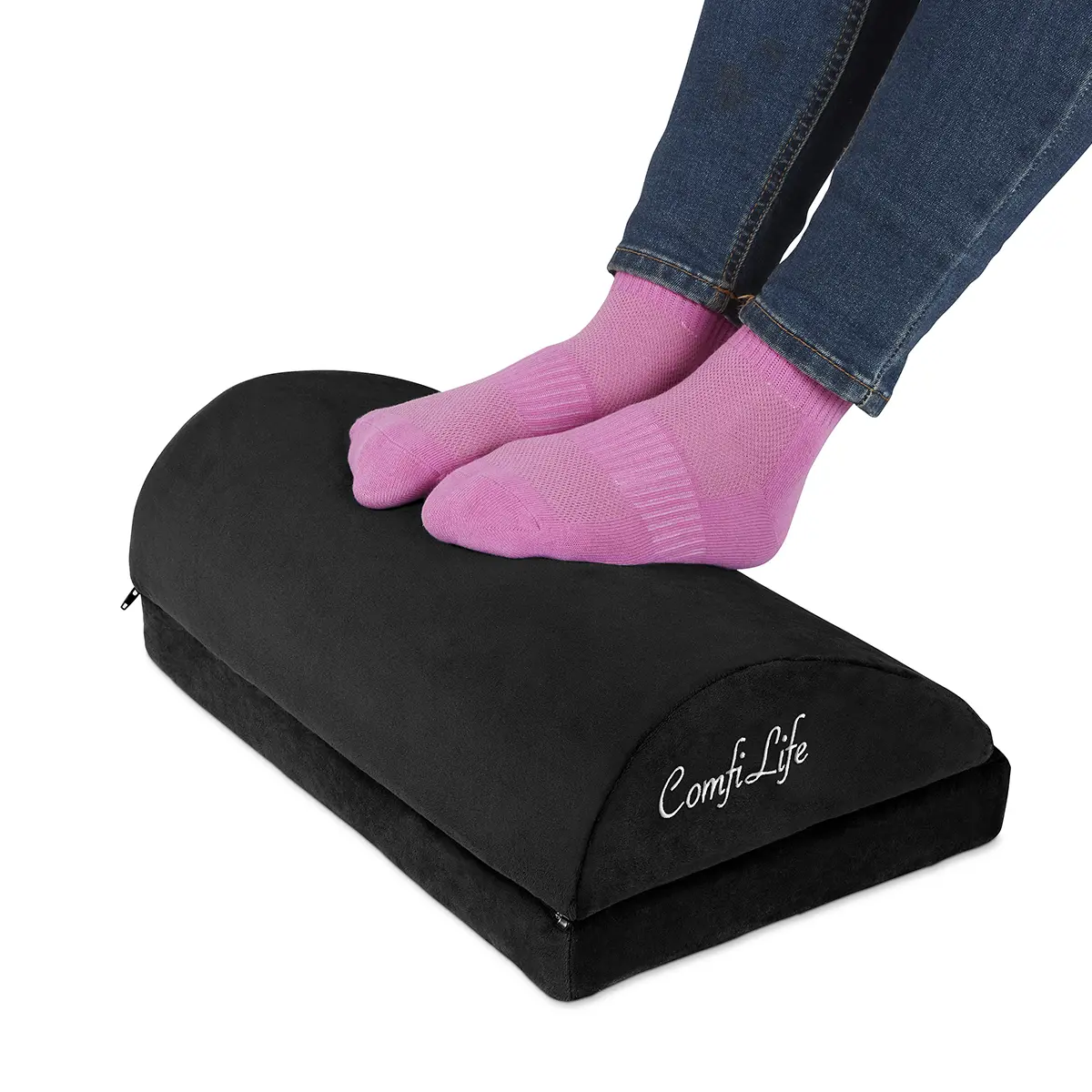 ComfiLife Teardrop Design Memory Foam Office Footrest - Adjustable Height, Ergonomic, Durable, Fully Assembled for Office & Gaming Chairs - Supports Pain Relief, Enhances Blood Circulation