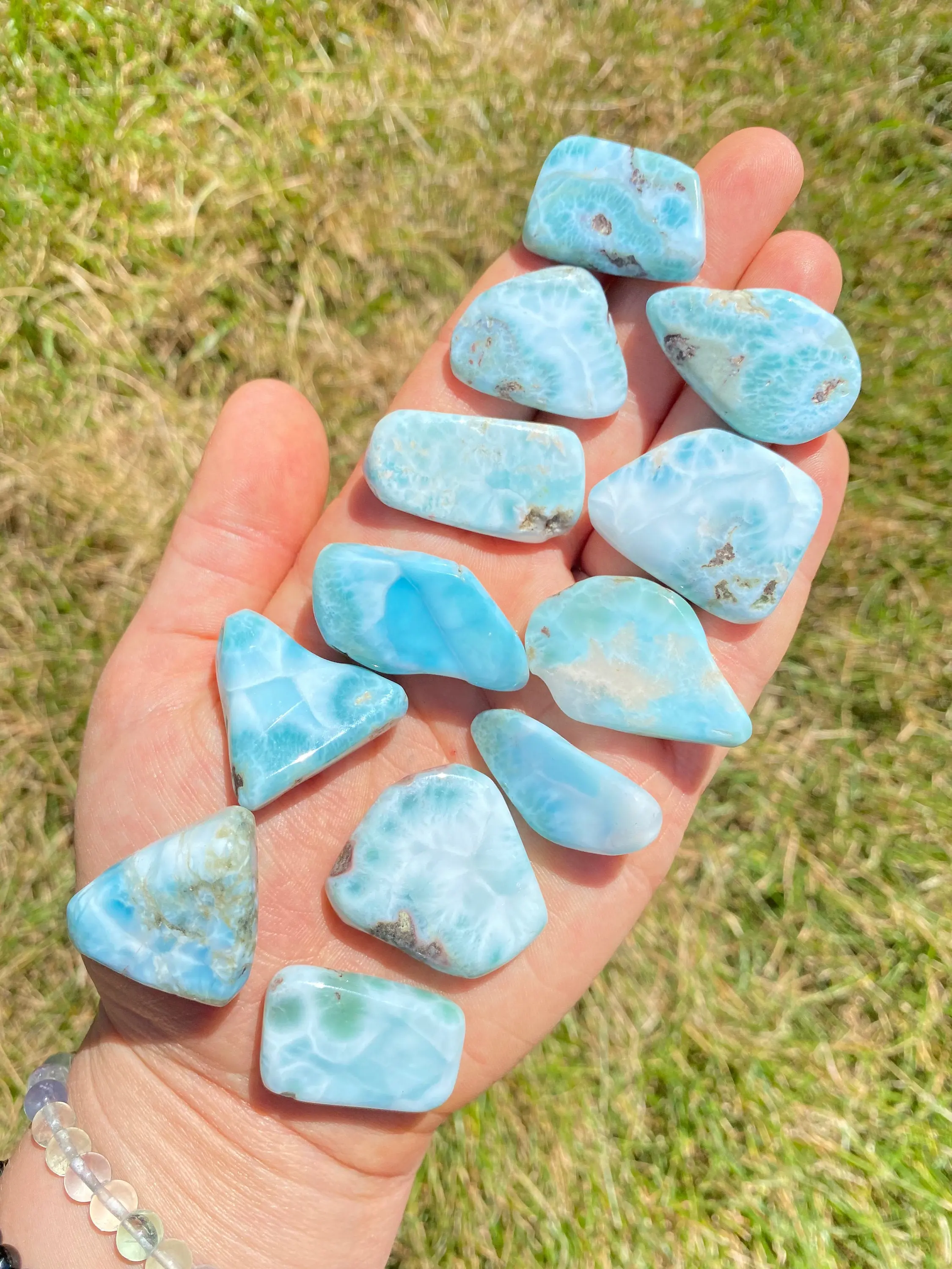 Larimar Tumbled Stone Slice (Grade A) - Polished Larimar Crystal Calm Fears