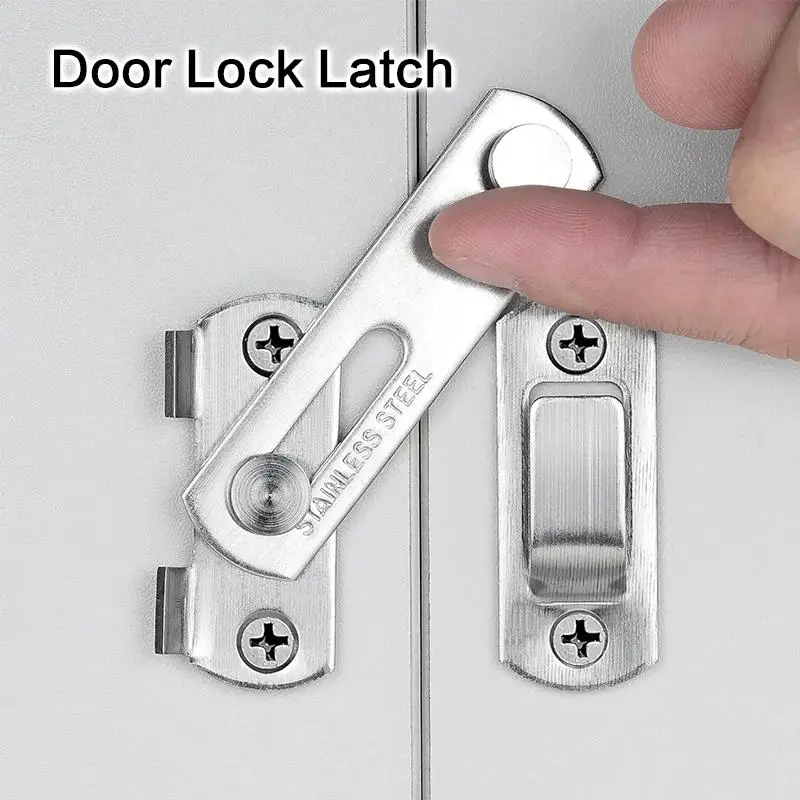 Stainless Steel Barn Door Lock Latches, Flip Door Lock Latch Security Lock, Sliding Wine Cabinet Closet Door Latches, Heavy Duty, Hardware, Screws, Mi