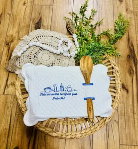 Custom Quilted Casserole Dish Holder - White (Taste and see that the Lord is good)